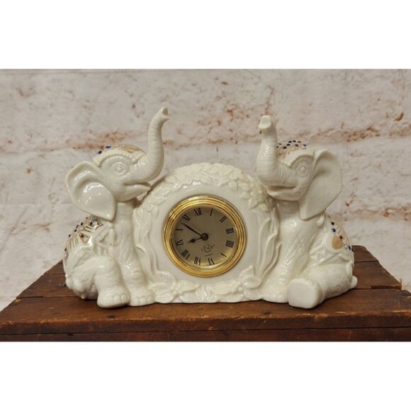 Lenox Other - Lenox Porcelain Mantle Clock Elephants Jeweled Treasures Collection